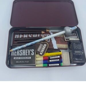 Hersheys‎ Milk Chocolate Tin Pencil Case With School Supplies Eraser Ruler